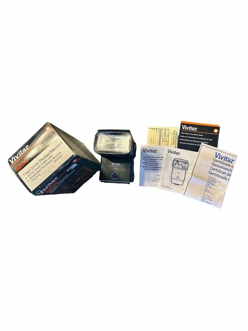Vintage Vivitar Zoom Thyristor 5200 Flash Original Box Manual Inserts 984467